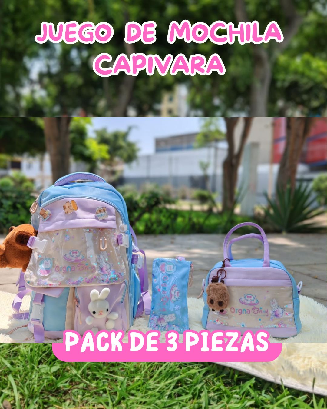 JUEGO DE MOCHILA DE 3 PIEZAS KAWAII