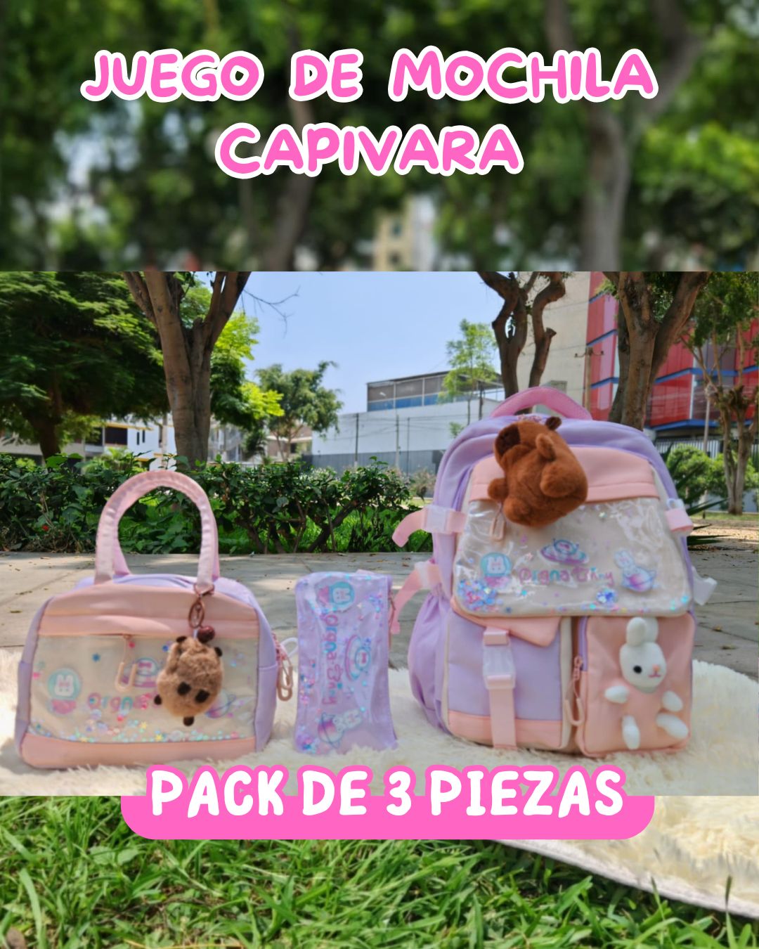 JUEGO DE MOCHILA DE 3 PIEZAS KAWAII