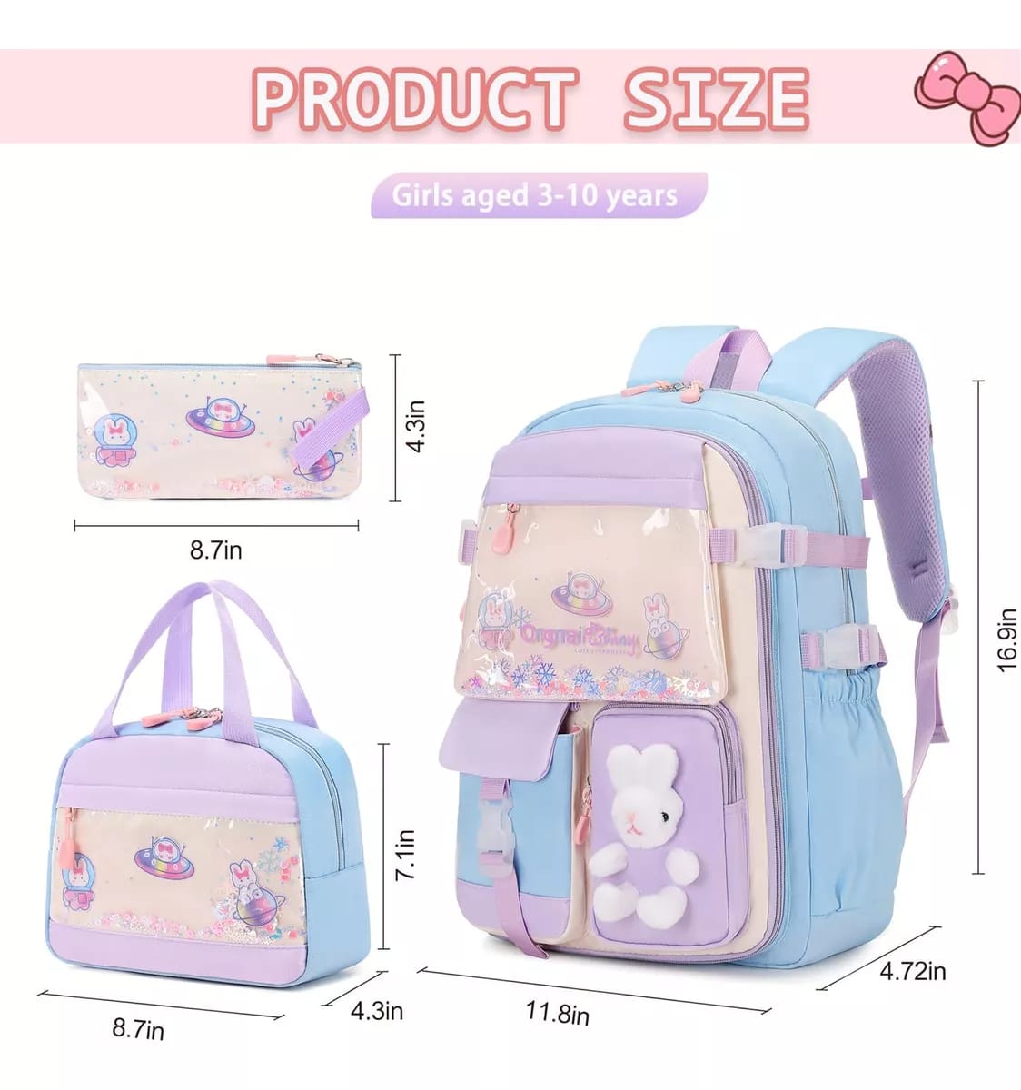 JUEGO DE MOCHILA DE 3 PIEZAS KAWAII