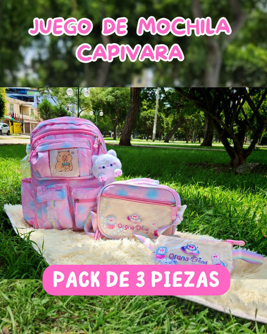 MOCHILA CAPIVARA 3 PIEZAS PREMIUM ⭐⭐